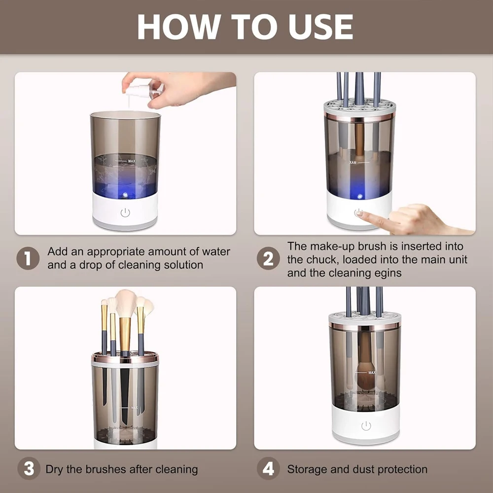 Automatic Brush Cleaner Electric Makeup Brush Cleaning Machine Fast